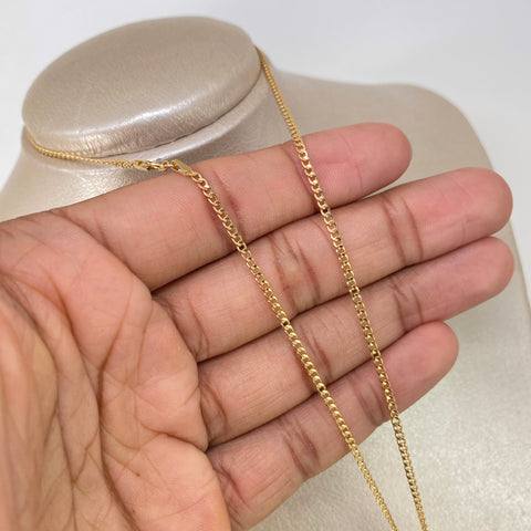 Set Cadena ● Cubana + Dije Cruz Circones Blancos Naranjas Oro amarillo 18k 3,7 Gr / 2 mm / 45 Cm †