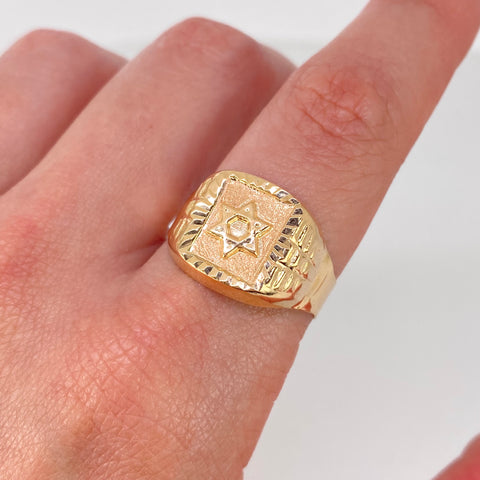 Anillo Sello Estrella De David Oro amarillo / Talla 11 1/4 / 2,8 Gr