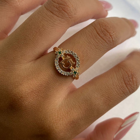 Anillo 15s Circones Blancos Y Verdes Oro amarillo 18k / Talla 6 1/2 / 2,86 Gr *