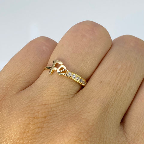 Anillo Fé Circones Blancos Oro amarillo 18k / Talla 5 1/2 / 1,08 Gr