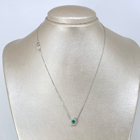 Set Cadena Veneciana + Dije Esmeraldas y Diamantes Oro blanco 1,6 Gr / 0,5 mm / 40 Cm †