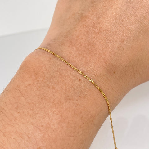 Pulso ● Escalera Plana Oro amarillo 18k +1 / 0,55 Gr / 1 mm / 18,5 Cm *
