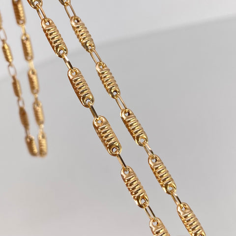 Cadena Rustica Eslabones Diamantados Oro amarillo 6,91 Gr / 3,5 mm / 60 Cm