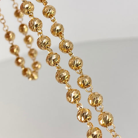 Rosario Virgen Milagrosa Bolas Diamantadas 6/5mm Oro amarillo 14,7 Gr / 62 Cm *