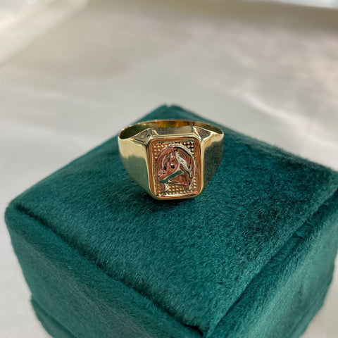 Anillo Caballo Herradura Talla 9 3/4 Oro amarillo 18k 3,05 Gr