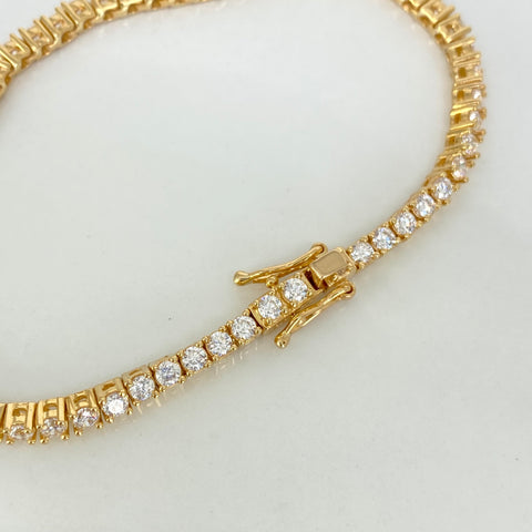 Pulso Tennis Circones Blancos NAC ESP Oro amarillo 18k +1 / 14,95 Gr / 3 mm / 18,2 Cm †