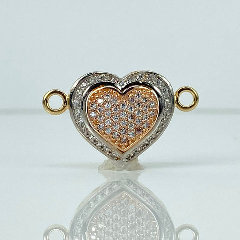 Herraje Corazon Circones Blancos Tres oros 18k 2,67 Gr / 2,5 Cm *