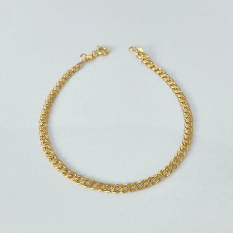 Pulso ● Cubano Oro amarillo 18k +1 / 2,42 Gr / 3,3 mm / 19,7 Cm *