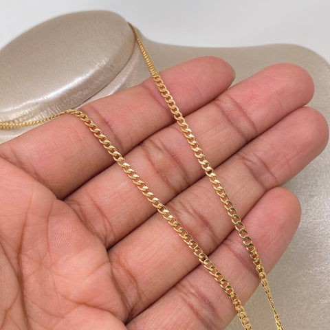 Set Cadena ● Cubana + Dije Corazon Diamantado Oro amarillo 18k 2,7 Gr / 2,5 mm / 45 Cm *