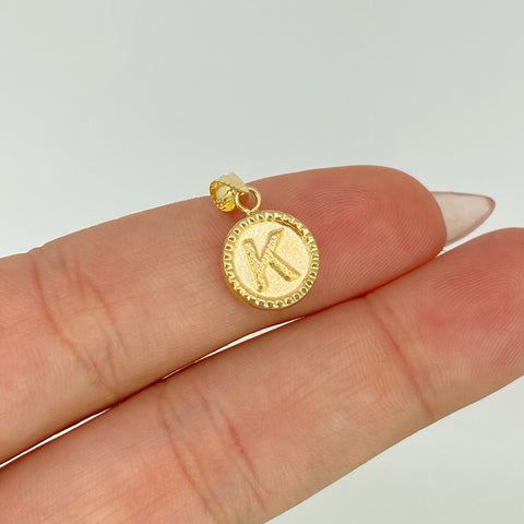 Dije Letra K Diamantada Oro amarillo 18k 0,61 Gr / 1,8 Cm  *