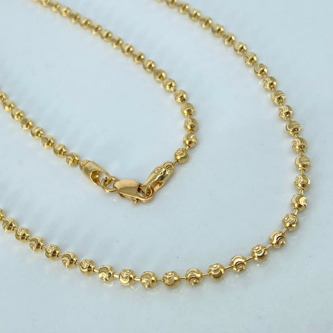 Cadena ● Militar Diamantado Luna Oro amarillo 18k +3 / 11,87 Gr / 2,5 mm / 60 Cm †