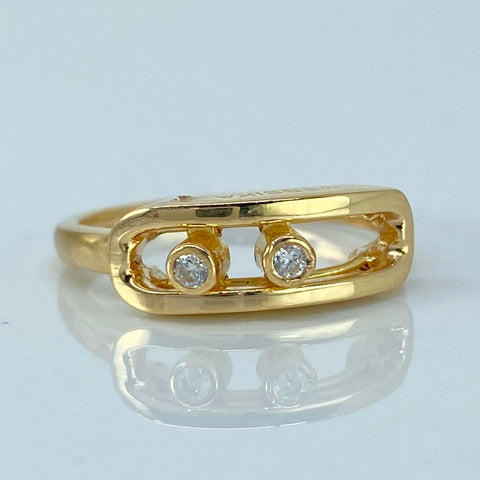 Anillo ● MSS Circones Blancos Oro amarillo 18k / Talla 5 3/4 / +3 / 2,9 Gr *