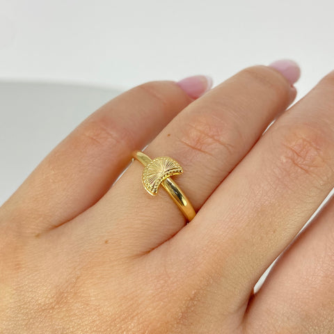 Anillo Luna Diamantada Oro amarillo 18k / Talla 6 3/4 / 1,15 Gr *