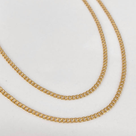 Cadena ● Cubana Oro amarillo 18k 1,88 Gr / 2 mm / 50 Cm