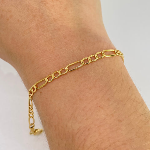 Pulso ● Tres Por Uno 3x1 Oro amarillo 18k +1 / 2,34 Gr / 3,6 mm / 19,8 Cm †