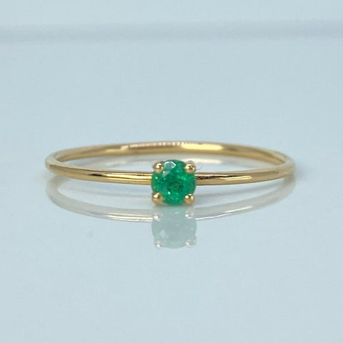 Anillo Solitario Esmeralda 11PTS Oro amarillo / Talla 7 / 0,9 Gr