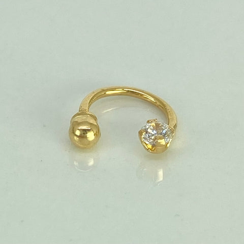 Piercing Aro Circon Blanco / Oro Amarillo 18k (Joya) / 0,45gr / 1.1cm / (Oreja)
