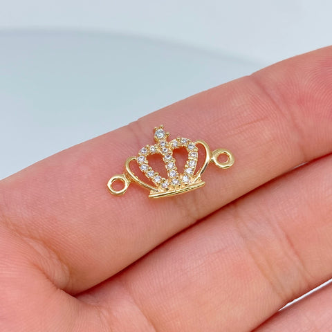 Herraje Corona Circones Blancos Oro amarillo 18k 0,74 Gr / 1,8 Cm