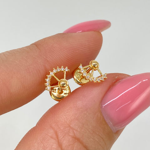 Topos Circones Blancos  Oro amarillo 18k 0,7 Gr / 7,5 mm *