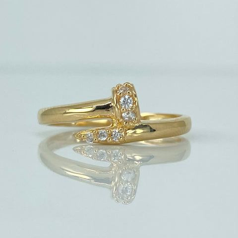 Anillo Clavo CT Circones Blancos Oro amarillo 18k / Talla 6 1/2 / 2 Gr *