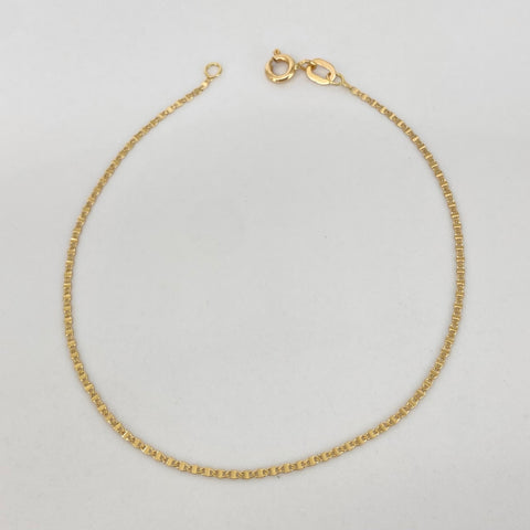 Pulso ● Escalera Plana Diamantada Oro amarillo 18k +1 / 0,55 Gr / 1 mm / 18,2 Cm †