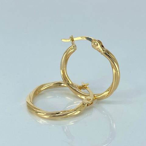 Candongas Entorchadas Oro amarillo 18k 1,5 Gr / 2,1 Cm †