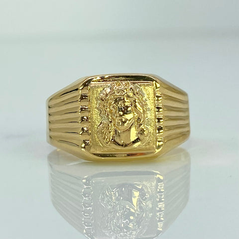 Anillo Cuadro Rostro Cristo Oro amarillo 18k / Talla 8 3/4 / 2,02 Gr