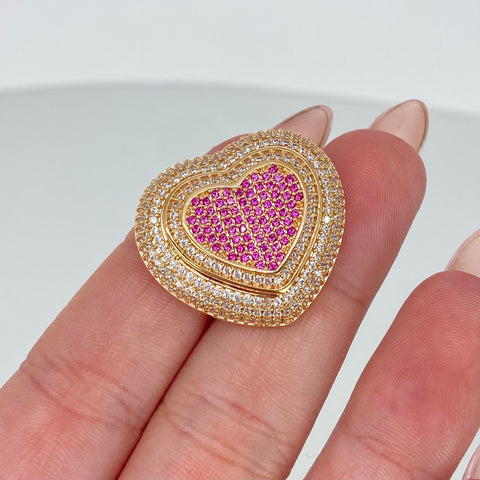 Herraje Corazon Circones Blancos Fucsias Oro amarillo 7,95 Gr / 2,8 Cm *