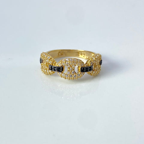 Anillo GC Circones Blancos Y Negros Oro amarillo 18k / Talla 6 / 3,27 Gr