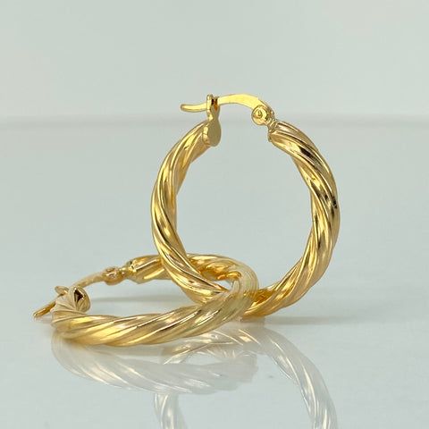 Candongas Entorchadas Lineal Oro amarillo 18k 3,3 Gr / 2,6 Cm  *