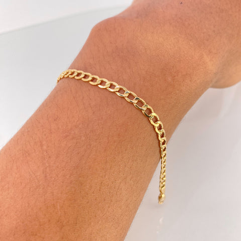 Pulso ● Cubana Oro amarillo 18k +1 / 4,3 Gr / 5,2 mm / 19,3 Cm *