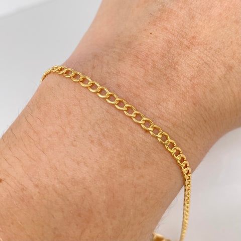 Pulso ● Cubano Oro amarillo 18k +1 / 2 Gr / 3 mm / 21,6 Cm *