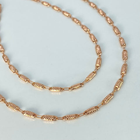 Cadena Rustica Eslabones Diamantados Oro rosa 5,53 Gr / 3 mm / 60 Cm *