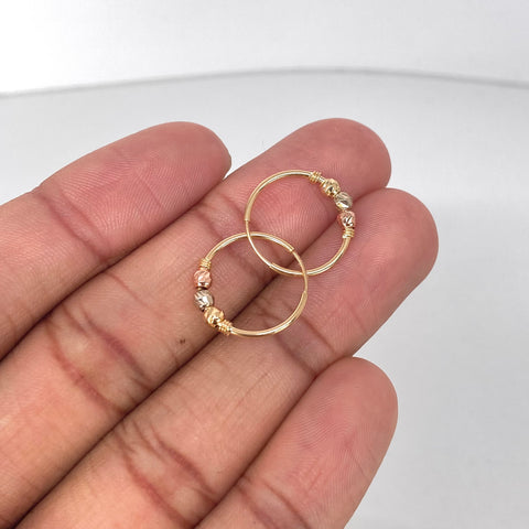 Candongas Imperdibles Bolas Diamantadas 3mm Oro amarillo 1,1 Gr / 1,6 Cm †
