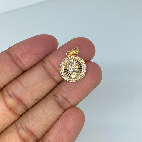 Dije Corona RX Circones Blancos Oro amarillo 2,36 Gr / 2,4 Cm *