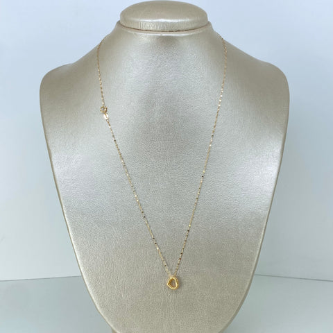 Set Cadena ● Crispeta + Dije Corazon Silueta Oro amarillo 18k 0,6 Gr / 1 mm / 50 Cm *