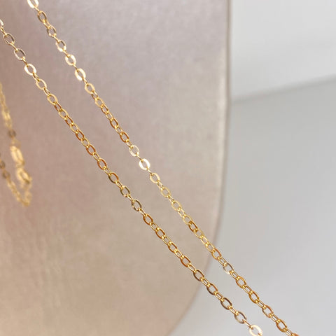 Set Cadena ● Aro Seguido + Dije Cruz Oro amarillo 18k 1 Gr / 1,5 mm / 45 Cm *
