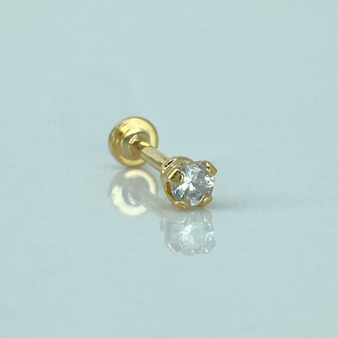 Piercing Circon Blanco / Oro Amarillo 18k (Joya) / 0,35gr / 1.1cm / (Oreja) †