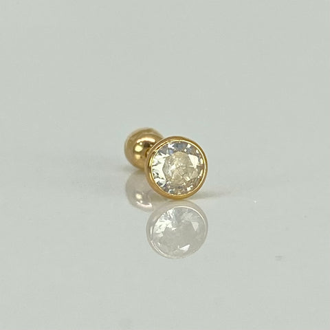 Piercing Bisel Circon Blanco / Oro Amarillo 18k (Joya) / 0,36 gr / 4mm / (Oreja) †