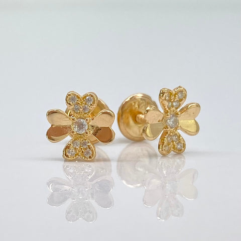 Topos Flor Circones Blancos Oro amarillo 18k 0,96 Gr / 6,5 mm