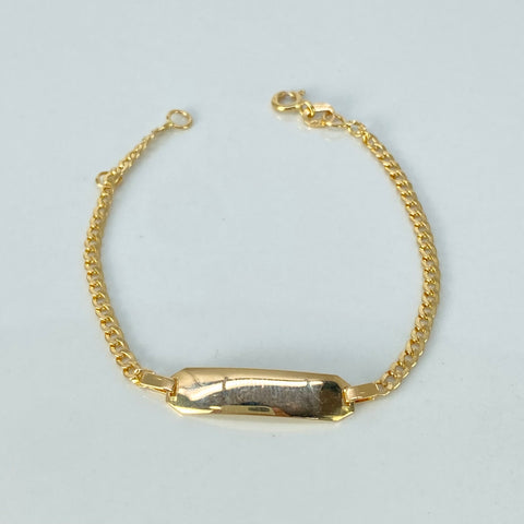 Pulso bebé ● Placa Rectangular Cubano Oro amarillo 18k +1 / 2,15 Gr / 2,3 mm / 15,5 Cm †