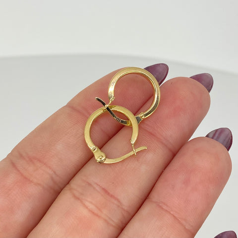 Candongas Redondas Cuadradas Lisas Oro amarillo 18k 1,08 Gr / 1,8 Cm  *