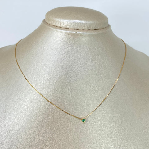 Set Cadena ● Veneciana + Dije Esmeralda Oro amarillo 18k 1,15 Gr / 0,5 mm / 40 Cm *