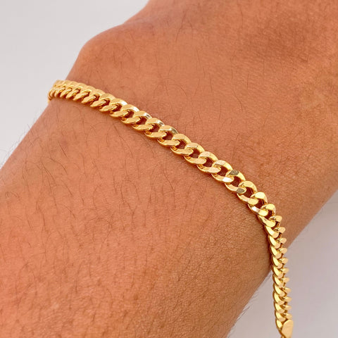 Pulso ● Cubano Oro amarillo 18k +1 / 3,78 Gr / 3,5 mm / 19,5 Cm