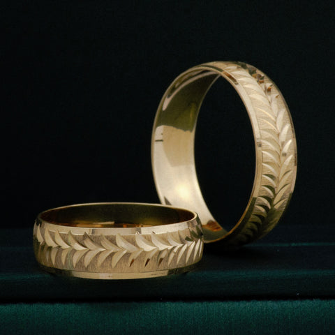 Anillo Argollas Diamantadas Espigas POR FABRICACIÓN Oro amarillo 18k / Talla 7 / 10 Gr *