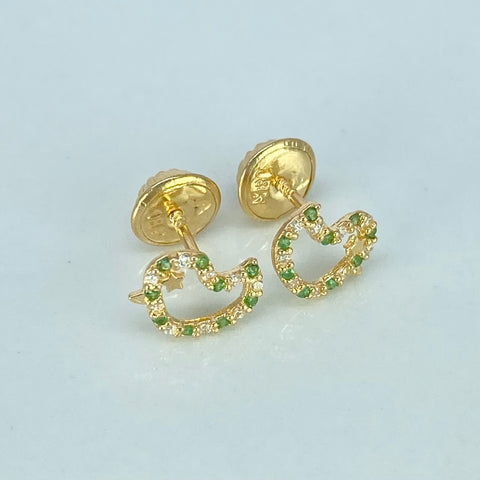Topos Pajaro Circones Blancos Verdes Oro amarillo 0,7 Gr / 8 mm †