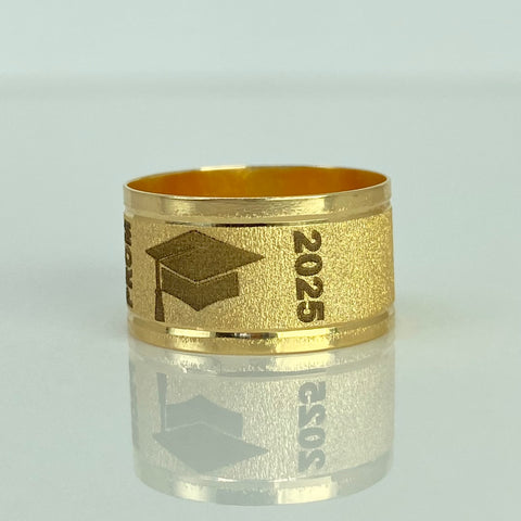 Anillo Argolla Diamantada PROM Birrete Oro amarillo 18k / Talla 6 1/4 / 2,4 Gr *