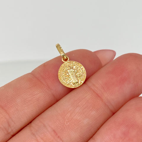 Dije Medalla San Benito Oro amarillo 18k 1 Gr / 1,5 Cm *