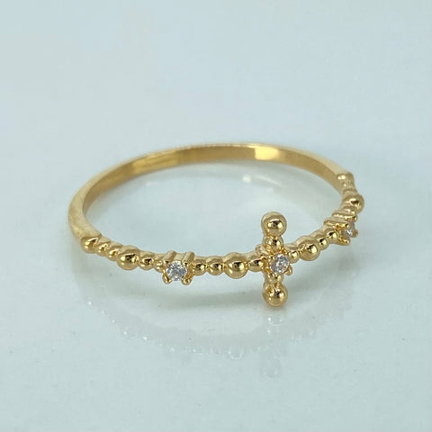 Anillo Circones Blancos Oro amarillo / Talla 6 1/2 / 1,16 Gr †