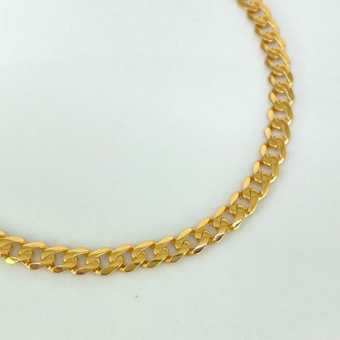 Pulso ● Cubano Circones Blancos Oro amarillo 18k +1 / 7,1 Gr / 4,5 mm / 20,5 Cm *